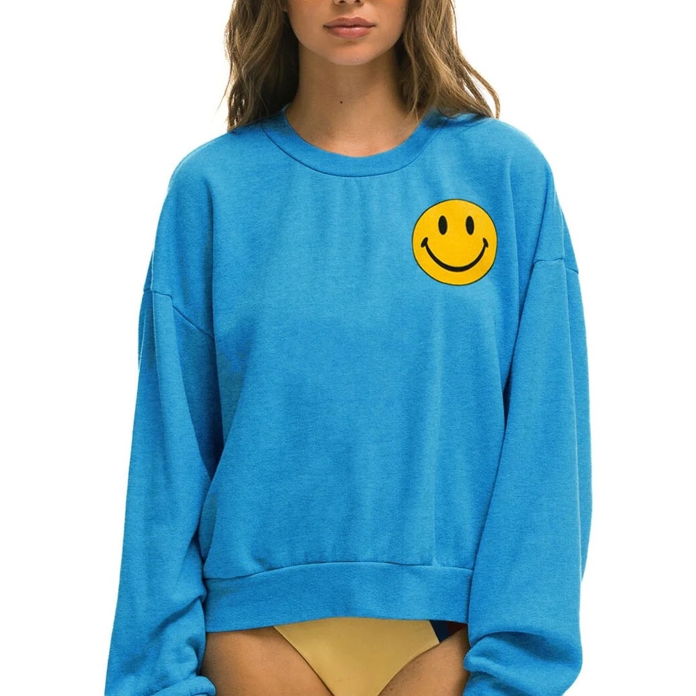 AVIATOR NATION SMILEY 2 RELAXED SWEATSHIRT-KELLY GREEN - Picture 4 of 4